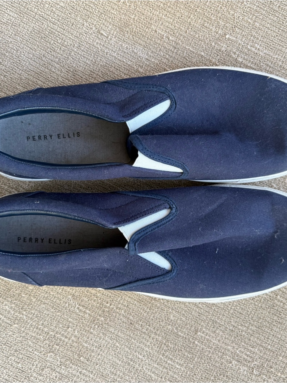 Perry Ellis Navy Slip-On Canvas Loafers